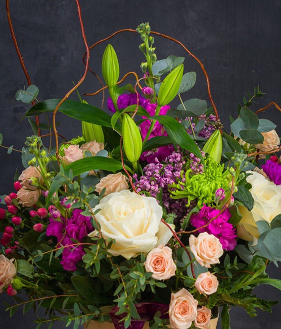 Hand-tied bouquet, landscape